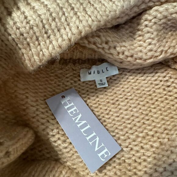 NWT Mable Anthropologie Blush Pink Turtleneck Cropped Sweater Chunky Knit SM - Picture 4 of 8